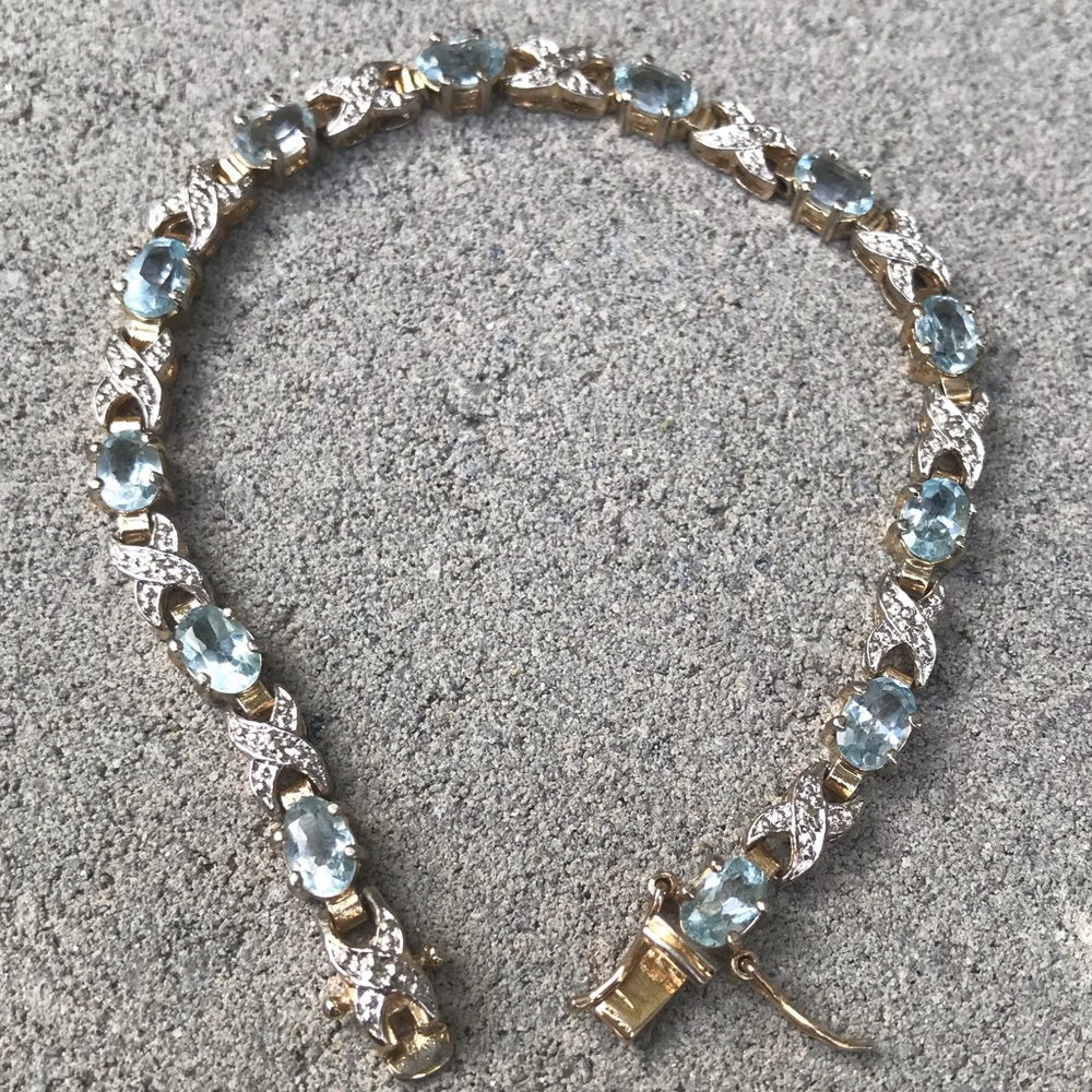 OXOX Aquamarine CZ Tennis Bracelet